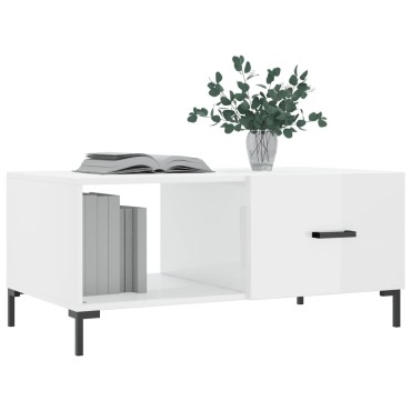vidaXL Τραπεζάκι Σαλονιού Γυαλ. Λευκό 90x50x40cm Επεξεργ. Ξύλο 1 τεμ.