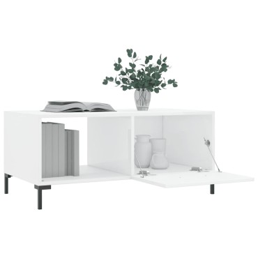 vidaXL Τραπεζάκι Σαλονιού Γυαλ. Λευκό 90x50x40cm Επεξεργ. Ξύλο 1 τεμ.