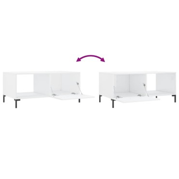 vidaXL Τραπεζάκι Σαλονιού Γυαλ. Λευκό 90x50x40cm Επεξεργ. Ξύλο 1 τεμ.