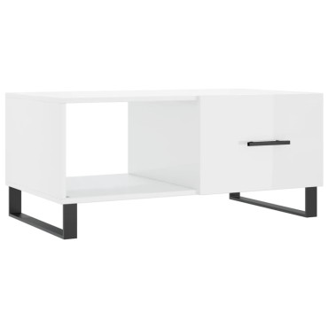 vidaXL Τραπεζάκι Σαλονιού Γυαλ. Λευκό 90x50x40cm Επεξεργ. Ξύλο 1 τεμ.