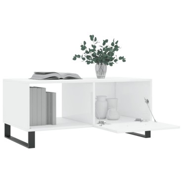 vidaXL Τραπεζάκι Σαλονιού Γυαλ. Λευκό 90x50x40cm Επεξεργ. Ξύλο 1 τεμ.
