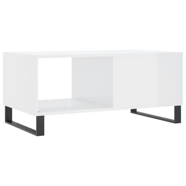 vidaXL Τραπεζάκι Σαλονιού Γυαλ. Λευκό 90x50x40cm Επεξεργ. Ξύλο 1 τεμ.