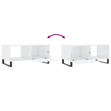 vidaXL Τραπεζάκι Σαλονιού Γυαλ. Λευκό 90x50x40cm Επεξεργ. Ξύλο 1 τεμ.