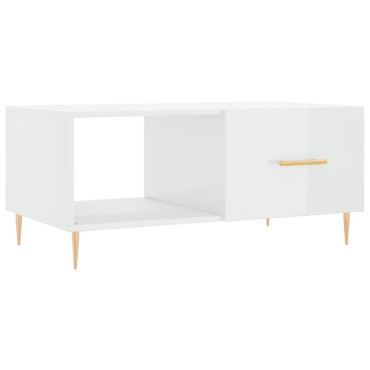 vidaXL Τραπεζάκι Σαλονιού Γυαλ. Λευκό 90x50x40cm Επεξεργ. Ξύλο 1 τεμ.