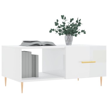 vidaXL Τραπεζάκι Σαλονιού Γυαλ. Λευκό 90x50x40cm Επεξεργ. Ξύλο 1 τεμ.