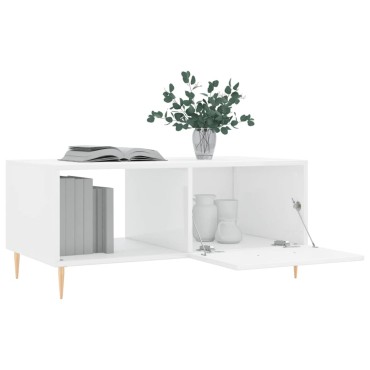 vidaXL Τραπεζάκι Σαλονιού Γυαλ. Λευκό 90x50x40cm Επεξεργ. Ξύλο 1 τεμ.