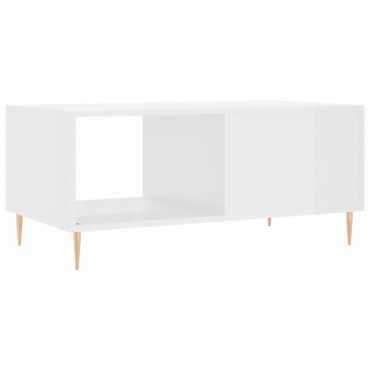 vidaXL Τραπεζάκι Σαλονιού Γυαλ. Λευκό 90x50x40cm Επεξεργ. Ξύλο 1 τεμ.