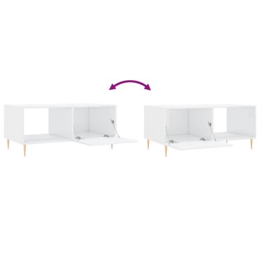 vidaXL Τραπεζάκι Σαλονιού Γυαλ. Λευκό 90x50x40cm Επεξεργ. Ξύλο 1 τεμ.