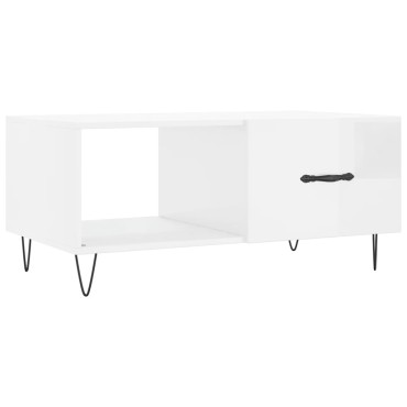 vidaXL Τραπεζάκι Σαλονιού Γυαλ. Λευκό 90x50x40cm Επεξεργ. Ξύλο 1 τεμ.