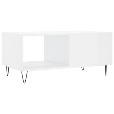 vidaXL Τραπεζάκι Σαλονιού Γυαλ. Λευκό 90x50x40cm Επεξεργ. Ξύλο 1 τεμ.