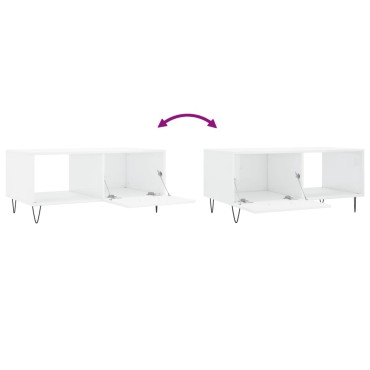 vidaXL Τραπεζάκι Σαλονιού Γυαλ. Λευκό 90x50x40cm Επεξεργ. Ξύλο 1 τεμ.