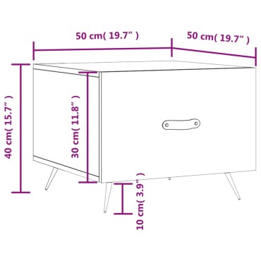 vidaXL Τραπεζάκι Σαλονιού Καφέ Δρυς 50x50x40cm Επεξεργασμένο Ξύλο 1 τεμ.