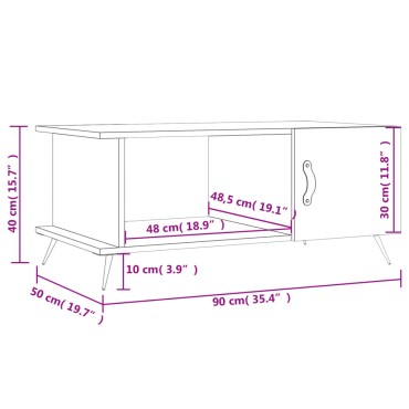 vidaXL Τραπεζάκι Σαλονιού Λευκό 90x50x40cm Επεξεργασμένο Ξύλο 1 τεμ.