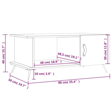 vidaXL Τραπεζάκι Σαλονιού Μαύρο 90x50x40cm Επεξεργασμένο Ξύλο 1 τεμ.