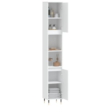 vidaXL Ντουλάπι Μπάνιου Λευκό 30x30x190cm από Επεξεργασμένο Ξύλο