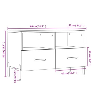 vidaXL Έπιπλο Τηλεόρασης Γκρι Sonoma 80x36x50cm από Επεξεργ. Ξύλο