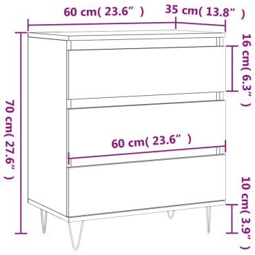 vidaXL Ντουλάπι Γκρι Sonoma 60x35x70cm από Επεξεργασμένο Ξύλο 1 τεμ.
