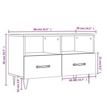 vidaXL Έπιπλο Τηλεόρασης Γκρι Sonoma 80x36x50cm από Επεξεργ. Ξύλο