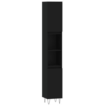 vidaXL Ντουλάπι Μπάνιου Μαύρο 30x30x190cm Επεξεργασμένο Ξύλο