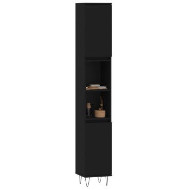 vidaXL Ντουλάπι Μπάνιου Μαύρο 30x30x190cm Επεξεργασμένο Ξύλο