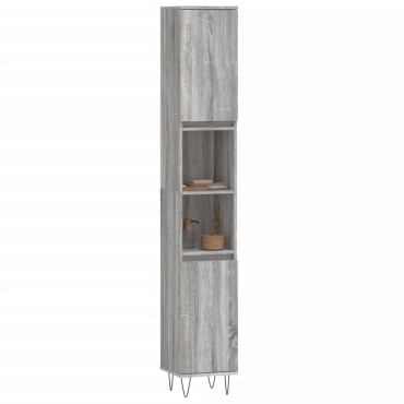vidaXL Ντουλάπι Μπάνιου Γκρι Sonoma 30x30x190cm Επεξεργασμένο Ξύλο