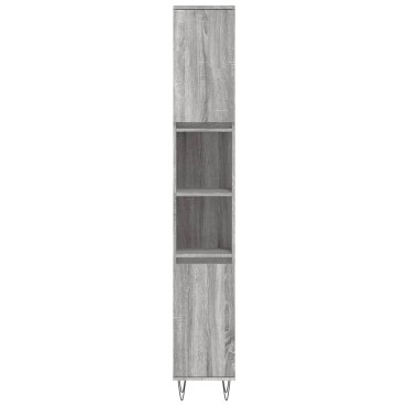 vidaXL Ντουλάπι Μπάνιου Γκρι Sonoma 30x30x190cm Επεξεργασμένο Ξύλο