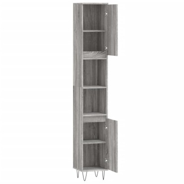 vidaXL Ντουλάπι Μπάνιου Γκρι Sonoma 30x30x190cm Επεξεργασμένο Ξύλο
