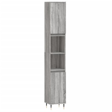 vidaXL Ντουλάπι Μπάνιου Γκρι Sonoma 30x30x190cm Επεξεργασμένο Ξύλο