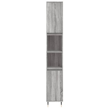 vidaXL Ντουλάπι Μπάνιου Γκρι Sonoma 30x30x190cm Επεξεργασμένο Ξύλο