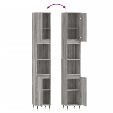 vidaXL Ντουλάπι Μπάνιου Γκρι Sonoma 30x30x190cm Επεξεργασμένο Ξύλο