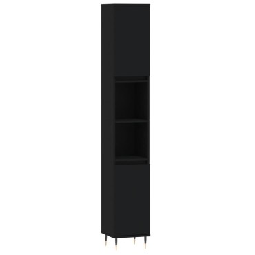 vidaXL Ντουλάπι Μπάνιου Μαύρο 30x30x190cm Επεξεργασμένο Ξύλο