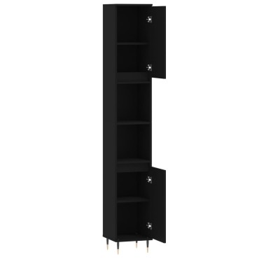 vidaXL Ντουλάπι Μπάνιου Μαύρο 30x30x190cm Επεξεργασμένο Ξύλο