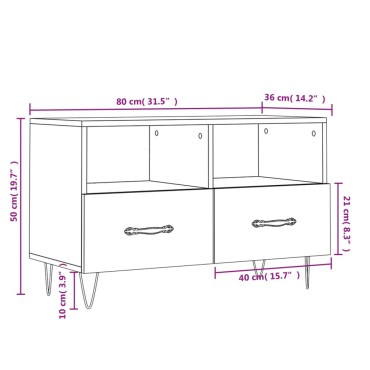 vidaXL Έπιπλο Τηλεόρασης Γυαλ. Λευκό 80x36x50cm Επεξεργασμένο Ξύλο