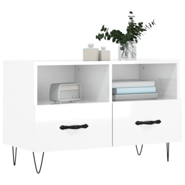 vidaXL Έπιπλο Τηλεόρασης Γυαλ. Λευκό 80x36x50cm Επεξεργασμένο Ξύλο
