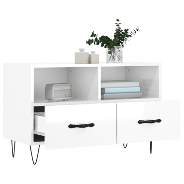 vidaXL Έπιπλο Τηλεόρασης Γυαλ. Λευκό 80x36x50cm Επεξεργασμένο Ξύλο