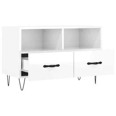 vidaXL Έπιπλο Τηλεόρασης Γυαλ. Λευκό 80x36x50cm Επεξεργασμένο Ξύλο