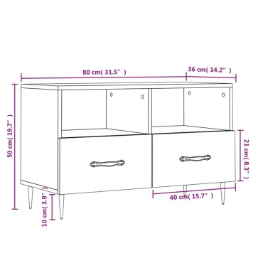 vidaXL Έπιπλο Τηλεόρασης Καφέ Δρυς 80x36x50cm Επεξ. Ξύλο