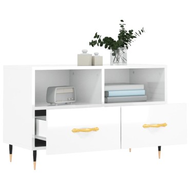 vidaXL Έπιπλο Τηλεόρασης Γυαλ. Λευκό 80x36x50cm Επεξεργασμένο Ξύλο