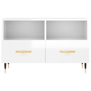 vidaXL Έπιπλο Τηλεόρασης Γυαλ. Λευκό 80x36x50cm Επεξεργασμένο Ξύλο