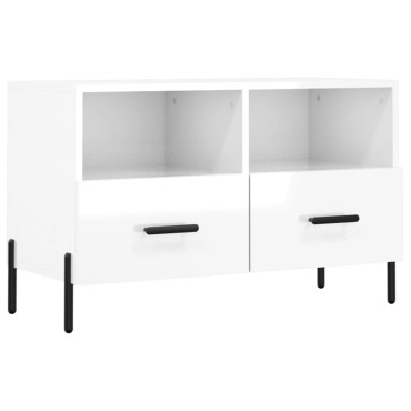 vidaXL Έπιπλο Τηλεόρασης Γυαλ. Λευκό 80x36x50cm Επεξεργασμένο Ξύλο