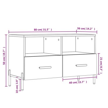 vidaXL Έπιπλο Τηλεόρασης Γυαλ. Λευκό 80x36x50cm Επεξεργασμένο Ξύλο