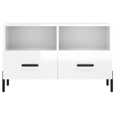 vidaXL Έπιπλο Τηλεόρασης Γυαλ. Λευκό 80x36x50cm Επεξεργασμένο Ξύλο