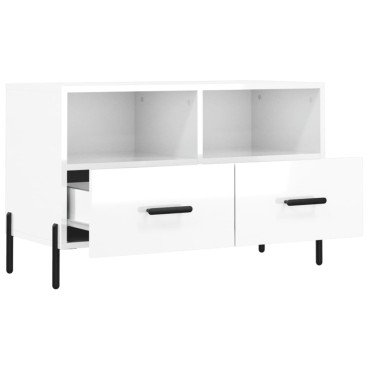 vidaXL Έπιπλο Τηλεόρασης Γυαλ. Λευκό 80x36x50cm Επεξεργασμένο Ξύλο
