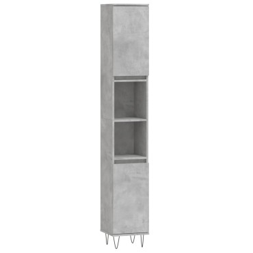 vidaXL Ντουλάπι Μπάνιου Γκρι Σκυροδέματος 30x30x190cm Επεξ. Ξύλο