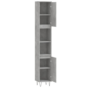 vidaXL Ντουλάπι Μπάνιου Γκρι Σκυροδέματος 30x30x190cm Επεξ. Ξύλο