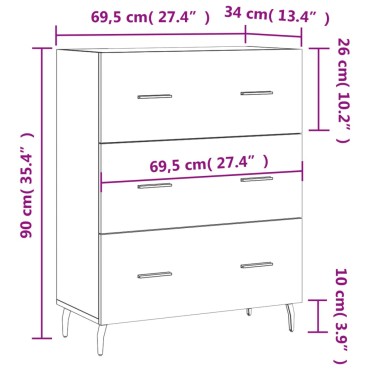 vidaXL Ντουλάπι Γυαλιστερό Λευκό 69,5x34x90cm Επεξεργασμένο Ξύλο 1 τεμ.