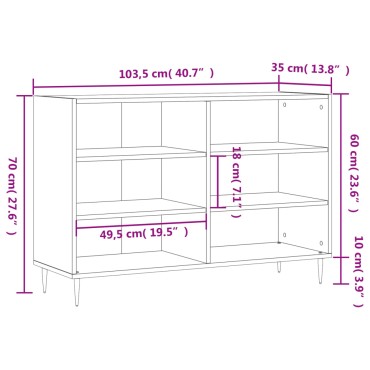 vidaXL Ραφιέρα Μαύρη 103,5x35x70cm από Επεξεργασμένο Ξύλο 1 τεμ.
