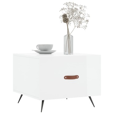 vidaXL Τραπεζάκι Σαλονιού Γυαλ. Λευκό 50x50x40cm Επεξεργ. Ξύλο 1 τεμ.