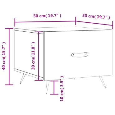 vidaXL Τραπεζάκι Σαλονιού Γκρι Σκυροδ. 50x50x40cm Επεξεργ. Ξύλο 1 τεμ.