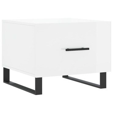 vidaXL Τραπεζάκι Σαλονιού Γυαλ. Λευκό 50x50x40cm Επεξεργ. Ξύλο 1 τεμ.